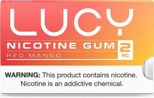 Lucy Nicotine Gum 2mg, 100 Count [Red Mango]