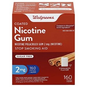 Walgreens Coated Nicotine Gum 2 mg, Cinnamon, 160 ea